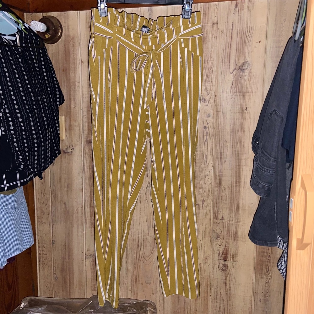 SOHO Apparel Mustard Green Striped Pants